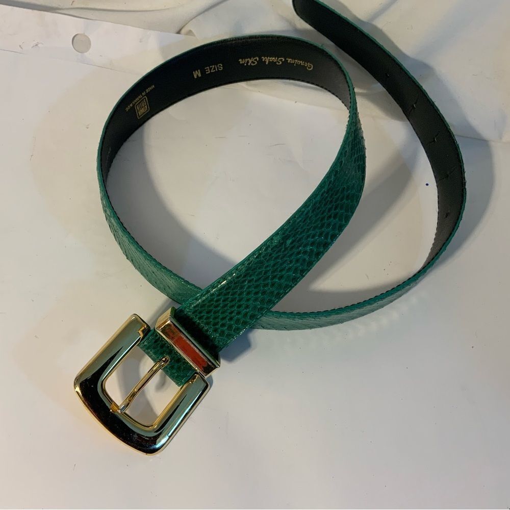 Amanda smith genuine snake belt Green size M